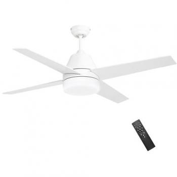 Ventilador de Techo Homcom con Luz 46W Ø129 cm Motor DC Silencioso 4 Aspas Reversibles Mando a Distancia 6 Velocidades Temporizador Blanco