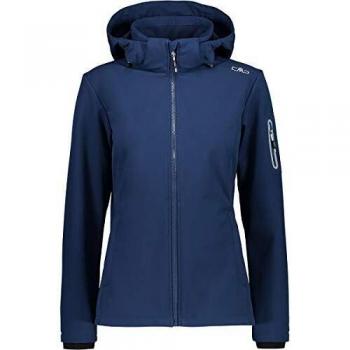 CMP Women's Softshell Jacket with Removable Hood, Blue, XXL