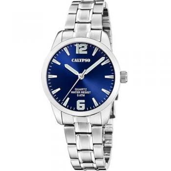 Reloj Calypso Basic K5867/3 Azul Mujer - Caja de Acero Inoxidable 316L Plateado, Correa de Acero Inoxidable 316L Plateado