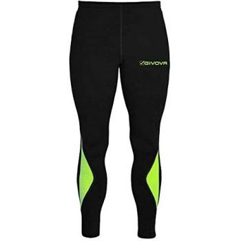 Givova Pantalones de Running LR03-1019, Mallas Running, GIVOVA Running Long Pant Pantalones para Correr Noir/Jaune Fluo 3XL Unisex Adulto