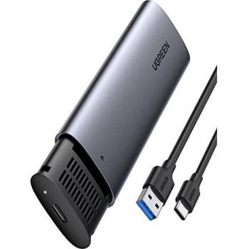 Caja Externa SSD Ugreen M.2 B-Key SATA III 5 Gbps con Cable USB Tipo C, Gris