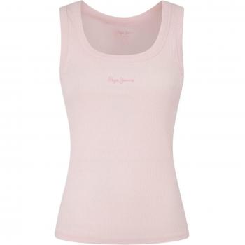 Camiseta Lane Pepe Jeans - Top de mujer en canalé sin mangas color rosa
