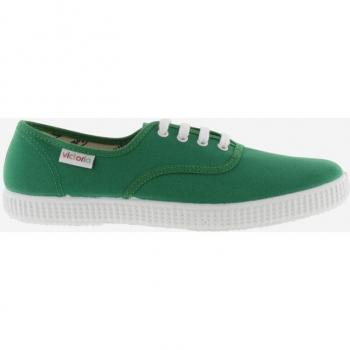 Victoria 1915 Zapatillas de lona unisex color verde con cordones blancos