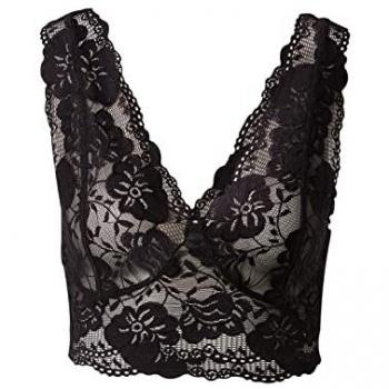 Cream Glaze Women's Sports Bra and Lace Singlet Top 2-Pack, Black, Size XS