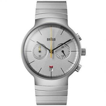Braun Wall Clock BC17-DCF (30 cm) & Men's Chrono Watch with Silver Dial and Stainless Steel Bracelet