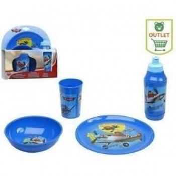 Disney - Disney Aviones - Juego de Vajilla infantil 4 piezas melamina