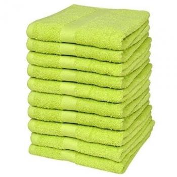 vidaXL 10 Toallas de algodón color verde manzana, 30 x 50 cm, 500gr/m²