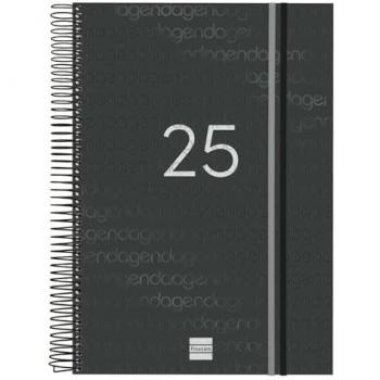 Agenda Espiral Year 2025 Finocam Negro Catalán 1 Día Página Enero 2025 - Diciembre 2025 (12 meses) E40-210x297 mm