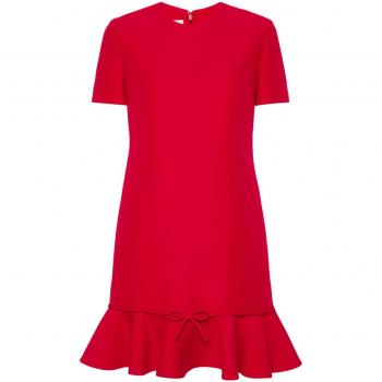 Valentino Women's Wool And Silk Blend Mini Dress in Red | Size 42 | 5B3VA9E01CF157