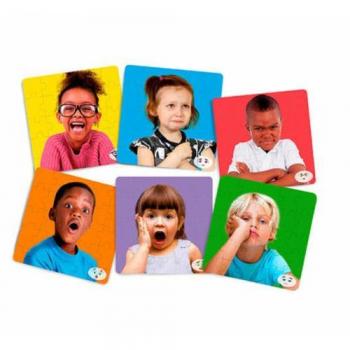 Miniland Emotions Puzzle Set of 6 - Educational Emotion Recognition Puzzles for Ages 3+