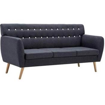 vidaXL Sofá de 3 Plazas Tapizado Tela 172x70x82cm Gris Oscuro Mobiliario Hogar