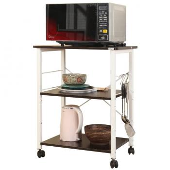 DlandHome Carrito Auxiliar de Metálicas con ruedas bloqueables y Ganchos Laterales para Organizar Cocina Baño Salón,Negro