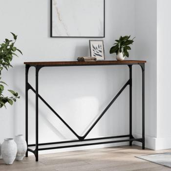 Mesa consola de madera de ingeniería 102x22,5x75 cm en color negro, roble sonoma y roble ahumado, ideal como mesa de sofá o mesa auxiliar para salón y recibidor
