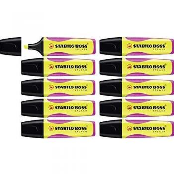 Marcador fluorescente STABILO BOSS SPLASH - Caja con 10 unidades - Color amarillo