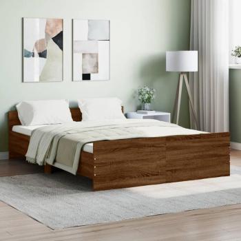 Cama Estructura con Cabecero y Piecero en Roble Marrón 140x190 cm