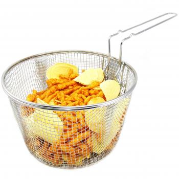 Best Utensils Acero Inoxidable: Cesta Freidora profunda, Escurridor de Frutas Redondo de Malla de Alambre, con Pie de Descanso pie y Mango Largo, Herramienta para Freír Alimentos, Vajilla de 23 cm de ancho y 14 cm de profundidad