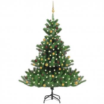 vidaXL Nordmann Fir Artificial Christmas Tree LED & Ball Set Green 210cm