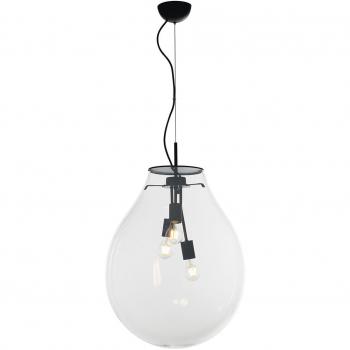 Plafón Colgante Azuma Transparente 3 Luces 48x69,5cm con Estructura Metálica y Pantallas de Vidrio