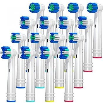 REDTRON Cabezal de Recambio para Oral-B Cepillo de Dientes Eléctrico Recargable, 16Pzs Recambios para Cepillo de Dientes Compatible con Precision, Floss, Cross, Whitening