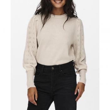 Jersey Only de Mujer Manga Larga y Cuello Redondo - Modelo 15231227-Beig
