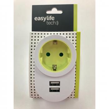 FAMATEL - Cargador/ enchufe con múltiples ranuras | 2 USB | Ahorrador de espacio | Necesidad para viajeros | Protección Infantil | Blanco