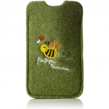 Adelheid Fleißiges Bienchen Handyhülle Filz - caja del teléfono, color Verde, talla 8x13x1 cm
