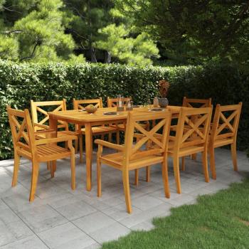 9-Piece Solid Acacia Wood Garden Dining Set
