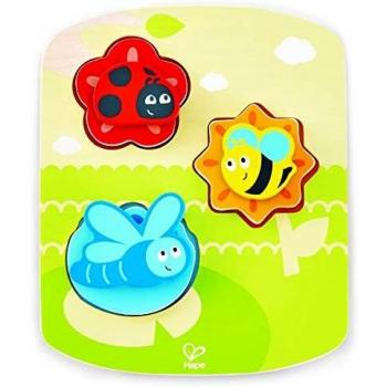 Hape International- Hape E1609 Dynamisches Naturpuzzle Puzle Insectos Dinámico, Multicolor
