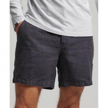 Superdry Men's Overdyed Linen Casual Shorts, Navy Blue, XL