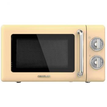 Cecotec ProClean 3010 Retro Microondas 700W 20L Amarillo Vintage Mecánico Libre Instalación Temporizador 30 Minutos Descongelación Acero