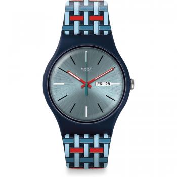 Swatch Mens Analogue Quartz Watch with Silicone Strap SUON710