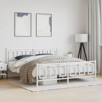 Estructura de cama metálica pediátrica blanca con cabecero y pie de cama, dimensiones 183x213 cm