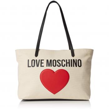 Love Moschino Borsa Canvas E Pebble Pu, Bolso de mano. para Mujer, Negro