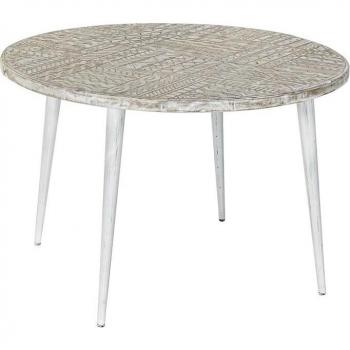Mesa auxiliar DKD Home Decor 8424001820115 75 x 75 x 50 cm Dorado Metal Blanco Madera de mango