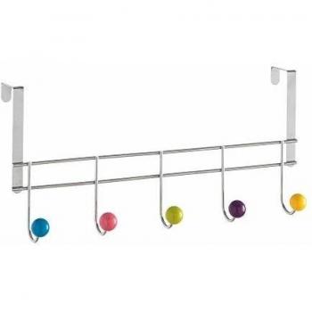 dcasa - Percha puerta 5 ganchos hierro cromado 43 x 12 x 19 cm