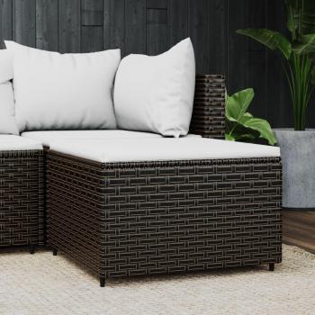 Brown Poly Rattan Garden Footrest with Cushion