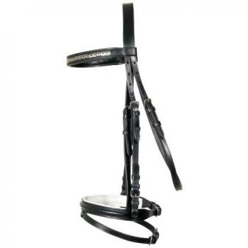 PFIFF Trensenzaum mit Kettenstirnband - Arreo, Color Negro/Blanco, Talla COB/Vollblut