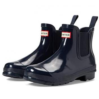 Hunter Women's Original Gloss Navy Rubber Chelsea Ankle Boots