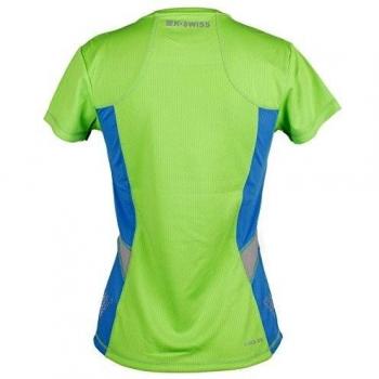 K-Swiss Crew Camiseta, Mujer, Verde neón/Azul océano, M
