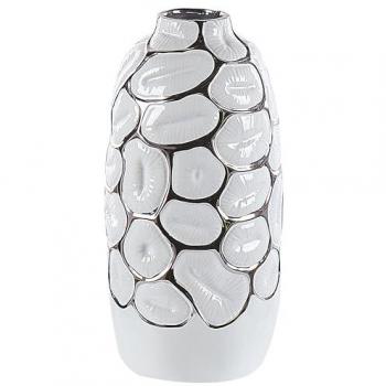 Florero Decorativo de Gres Blanco 34 cm Estilo Glamour Cenabum