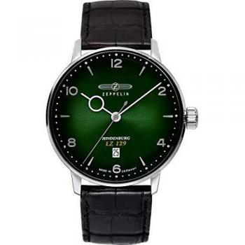 Zeppelin Men's Watch LZ129 Hindenburg Black Leather Strap/Green 8048-4