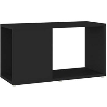 Mueble para TV de madera contrachapada y aglomerado negro, dimensiones 60x24x32 cm, ideal para salón
