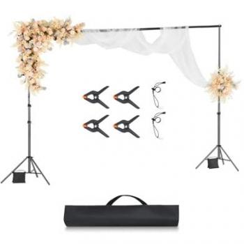 VEVOR 10x10 ft Adjustable Portable Backdrop Stand Kit with 4 Crossbars for Photography and Events
