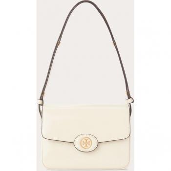 Tory Burch Elegant Robinson Hobo Bag in Leather, White, Female, Size: ONE SIZE
