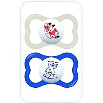 MAM 2 Chupetes Supreme +18 Meses de Silicona - Diseño Océano con Estuche de Esterilización