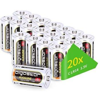Aigostar 185619 Batería Alcalina LR20D 1.5V 2B, 20pcs