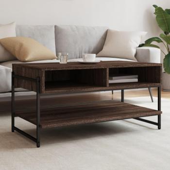 Mesa de centro de roble marrón 90x50x45 cm, madera multicapa y contrachapada