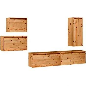 Mueble para TV 5 piezas de madera maciza de pino miel - Mueble de salón, Mueble TV, Mesa de TV, Mueble televisor