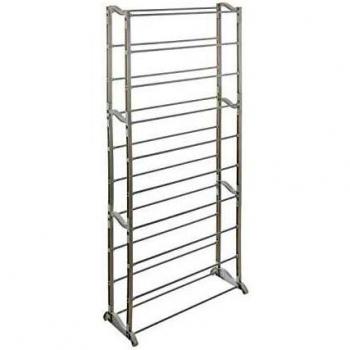 Zapatero Blanco para 30 Pares - Gabinete de Zapatos, PP y Metal, Dimensiones: 65.5 x 24.5 x 138 cm