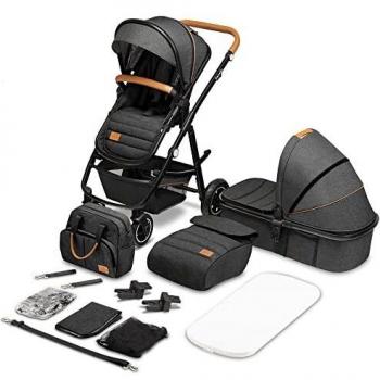Carrito de bebé Combi Lionelo Amber 2 en 1 Gris Grafito con asiento deportivo y capazo, incluye accesorios